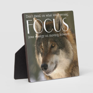 Focuscitaat over Wolfbeeld-aanmoediging Fotoplaat