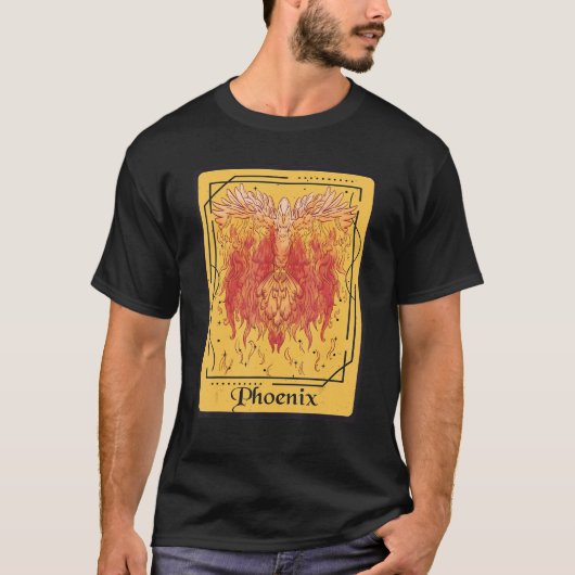 Foenix Tarot Kaart Firebird Fantasy Rising from As T-shirt (Voorkant)