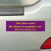 foetus afstuderen bumper sticker (Op auto)