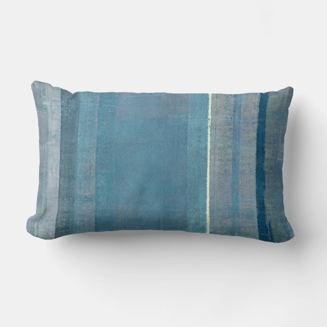 "Fog" Gray and Blue Abstract Art Pillow Kussen (Voorkant)