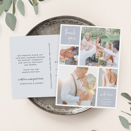 Fog Gray Collage | Weddenfoto Hartelijk dank Briefkaart