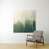 Fog in een sprusbos wandkleed (In situ)