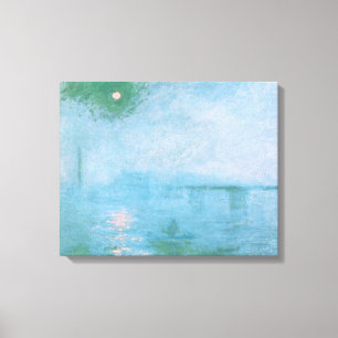 Fog op het schilderij Thames (van Claude Monet) Pr Canvas Afdruk