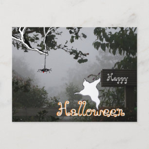 Foggy Autumn & Spider-Ghost HALLOWEEN Briefkaart