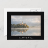 Foggy Bled Lake sunrise black briefkaart (Voorkant / Achterkant)