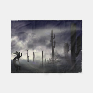 Foggy Desert Southwestern Kokopelli Fleece Deken