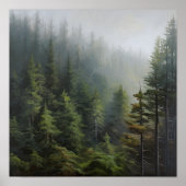 Foggy Forest Landscape Art Print Poster (Voorkant)