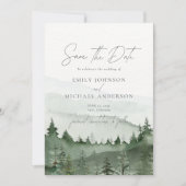 Foggy Forest Pine Tree Save the Date CARD Kaart (Voorkant)
