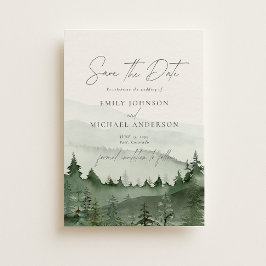 Foggy Forest Pine Tree Save the Date CARD Kaart