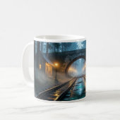 Foggy Forest Railroad Lantern Passage Mug (Devant gauche)
