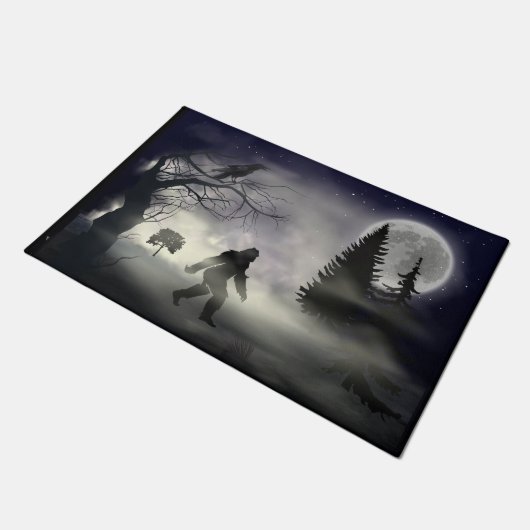 Foggy Forest - Raven and Bigfoot Sasquatch Deurmat (Schuin)