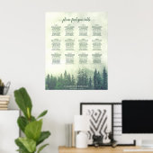 Foggy Green Forest 12 Table Wedding Seating Chart Poster (Thuiskantoor)