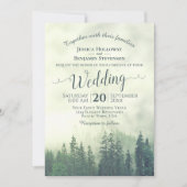 Foggy Green Mountain Pines Rustic QR Code Weddensc Kaart (Voorkant)