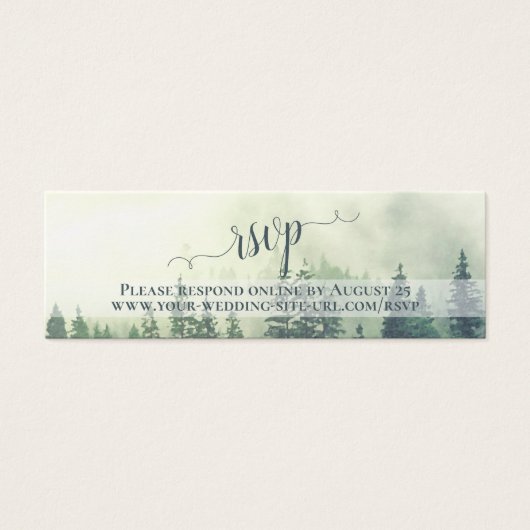 Foggy Green Mountains Wedding RSVP Online Kaart (Voorkant)