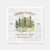  Foggy Green Pine Tree Forest Cabin Lodge Servet (Voorkant)
