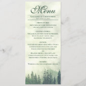 Foggy Green Pine Trees Rustic Elegance Wedding Menu (Voorkant)