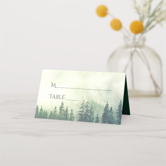 Foggy Green Pine Trees Rustic Wedding Write-In (Voorkant)