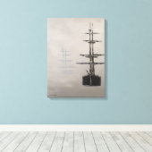 "Foggy Harbor", nautical, impressionism, ships Canvas Afdruk (Insitu (Houten vloer))