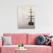 "Foggy Harbor", nautical, impressionism, ships Canvas Afdruk (Insitu (Woonkamer))