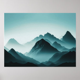 Foggy Mountain Natuur Boho Minimalist Tinted Photo Poster