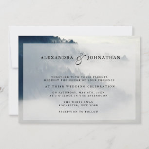 Foggy Mountain Range Wedding Invitation Kaart