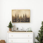 Foggy Pine Tree Forest Christmas Poster