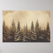 Foggy Pine Tree Forest Christmas Poster (Voorkant)