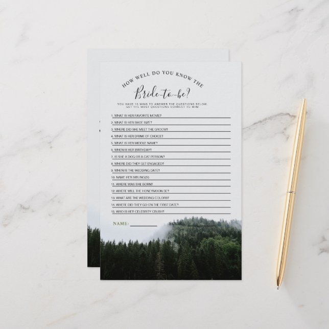 Foggy Pine Trees Rain Forest Vrijgezellenfeest Gam (Voorkant / Achterkant in situ)