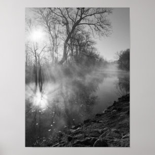 Foggy River Morning Sunrise Poster