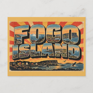 Fogo Island NL Kustlijn Ijsbergen Woestenijen Kuns Briefkaart