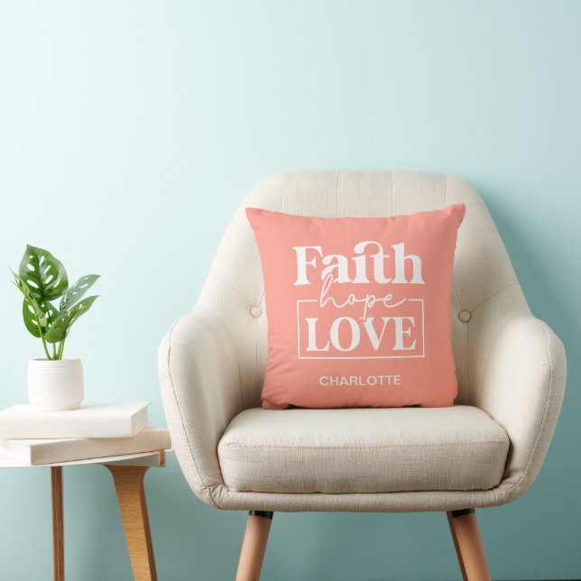 "Foi, espérance, amour" Oreiller chrétien/Bible (Chaise)