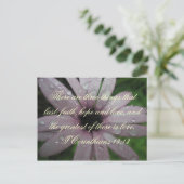 Foi Espoir et amour verset Bible Carte postale (Debout devant)