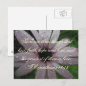 Foi Espoir et amour verset Bible Carte postale (Devant / Derrière)