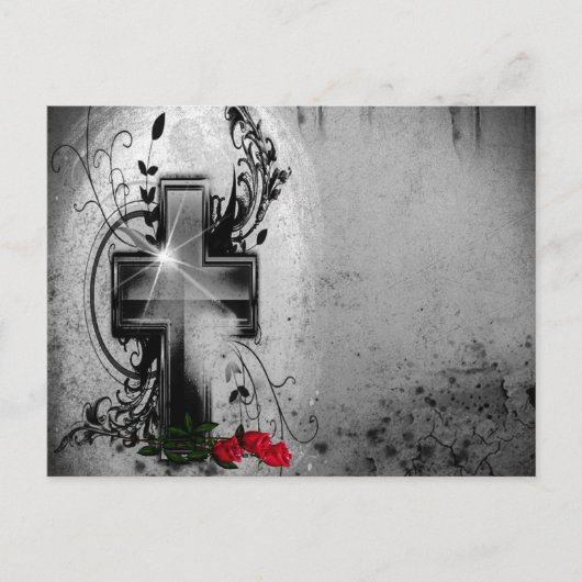 Foi et Rose Mariage Faire-part gothique (Devant)