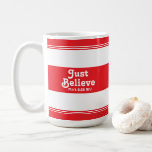 Foi Il suffit de croire Mug rayé rouge et blanc de