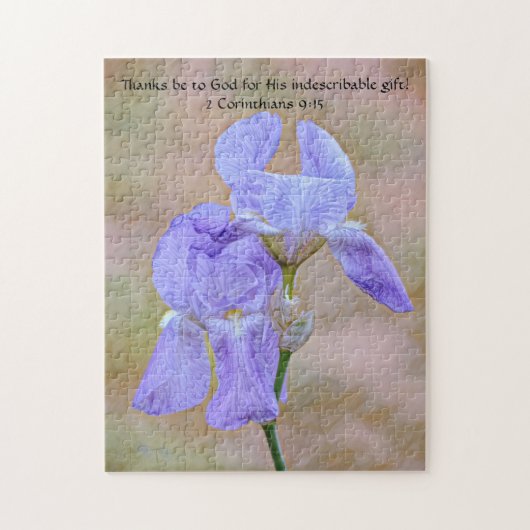 Foi Iris Blue Flower Bible Verse Puzzle (Vertical)