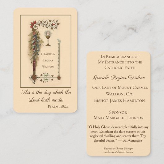 Foi sainte RCIA (100) de profession de cartes de (Devant / Derrière)