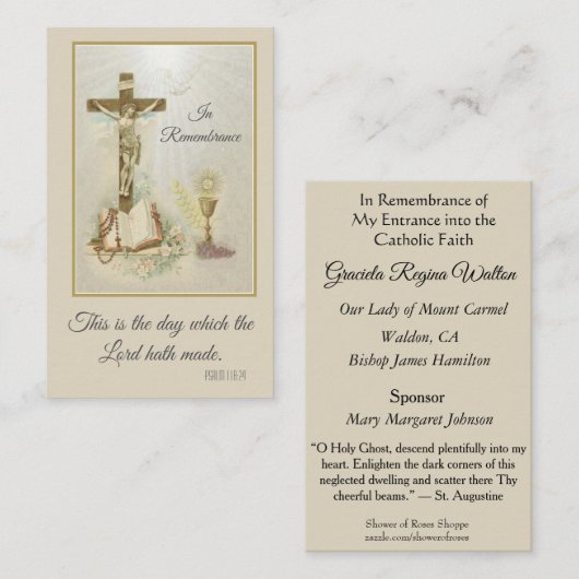 Foi sainte RCIA (100) de profession de cartes de (Devant / Derrière)