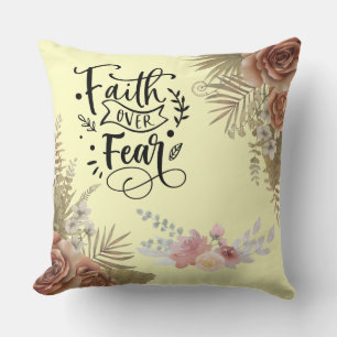 Foi sur la peur Citron Chiffon Coussin floral