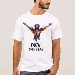 Foi sur la peur - Jésus vivant sur T-shirt croisé