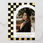 Foil À damiers Arch Photo Faire-part de graduation (Recto)