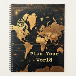 Foil-Accented World Map | Antique Cartography Gold Planner