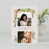 Foil Aquarelle Hiver Verdure Carte photo de vacanc (Debout devant)