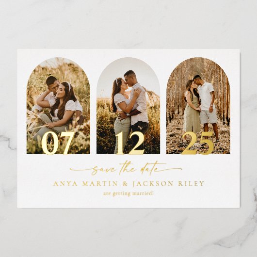Foil Arch Photo Enregistrer La Date Carte Mariage  (Recto)