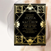 Foil Art déco Faire-part de mariage moderne noir