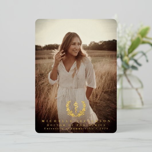 Foil Asclepius Faire-part de Graduation de l'école (Debout devant)