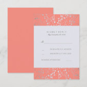 Foil Baby's Breath Silver Coral Wedding Cartes RSV (Devant / Derrière)