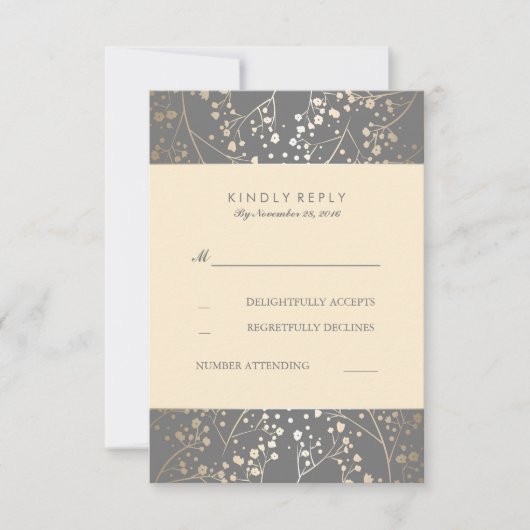 Foil Baby's Breath Wedding Cartes RSVP (Devant)