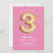 Foil Balloon Floral 3RD Invitation d'anniversaire (Devant)