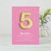 Foil Balloon Floral 5e anniversaire Invitation (Debout devant)